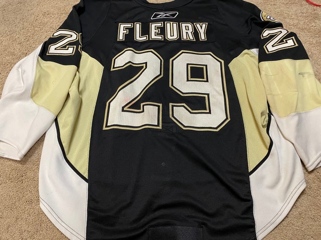 2010-11 Marc-Andre Fleury Pittsburgh Penguins Game Worn Jersey – Alternate  - “Consol Energy Center Inaugural Season” - All Star Season - Photo Match –  Team Letter