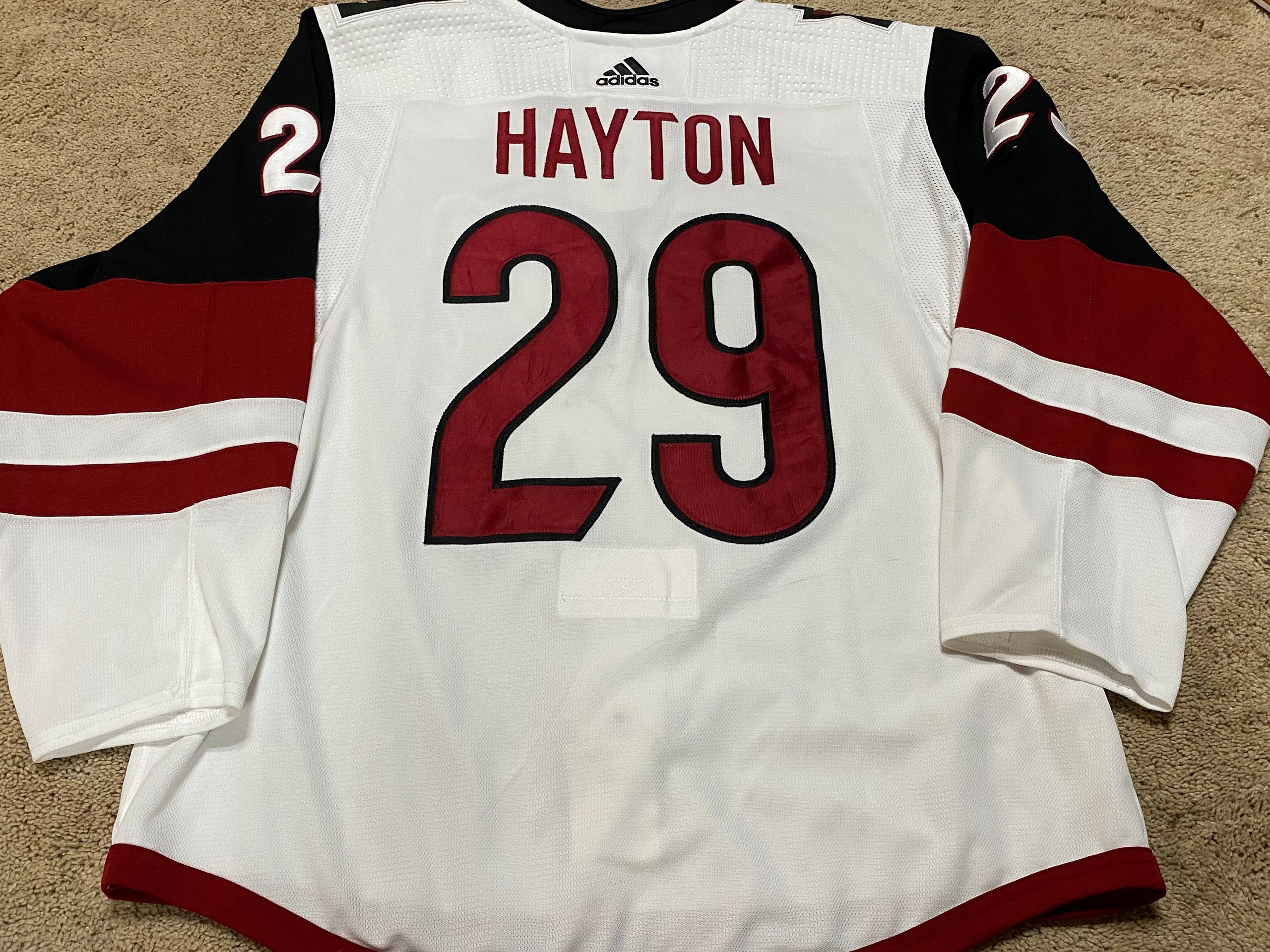 Barrett Hayton 19'20 First NHL Game, First NHL Point ROOKIE Red Arizona  Coyotes Game Worn Jersey