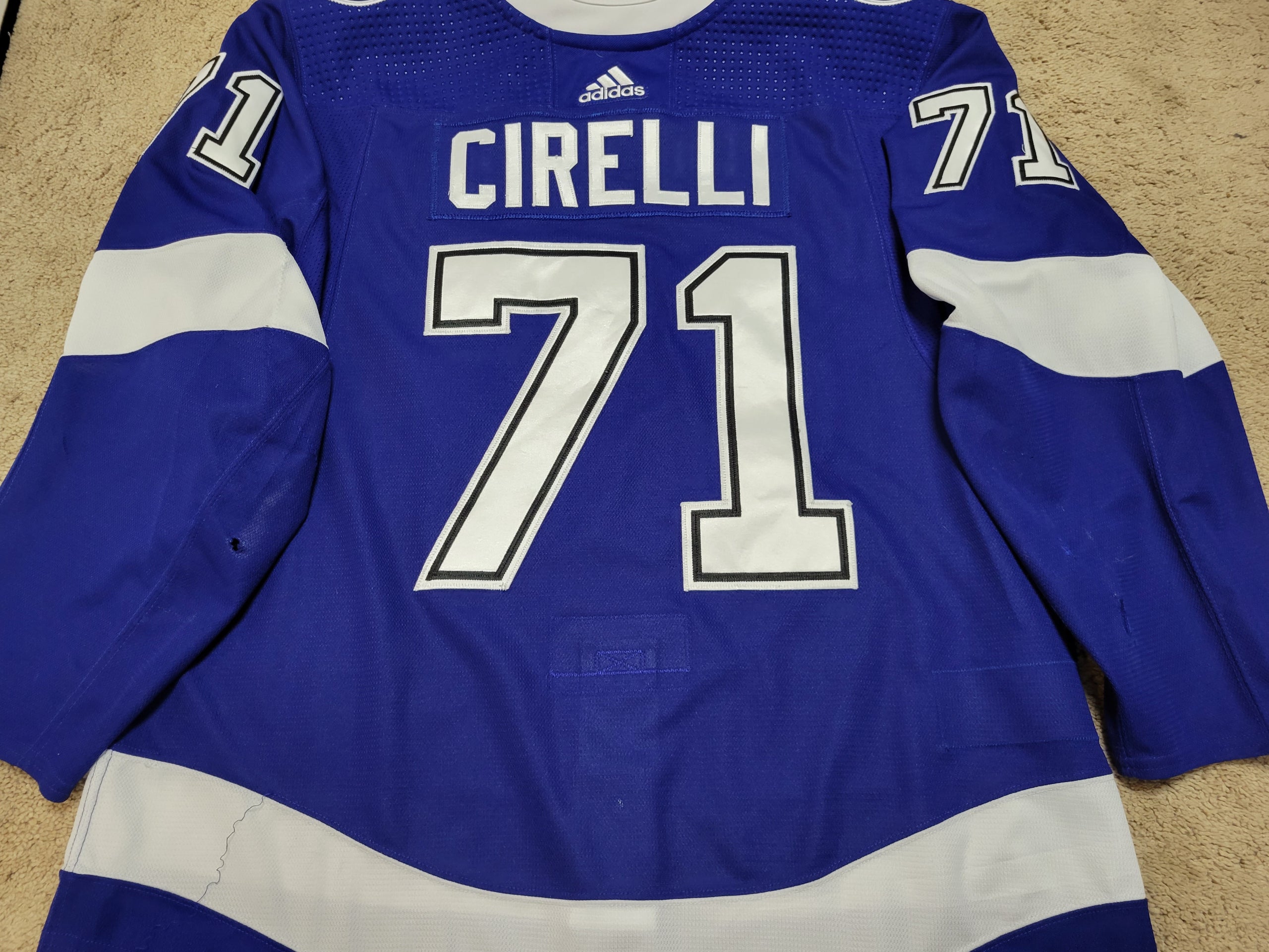 Anthony Cirelli 19'20 Cup Season Bubble Blue Tampa Bay Lightning  PHOTOMATCHED Playoffs Game Worn Jersey